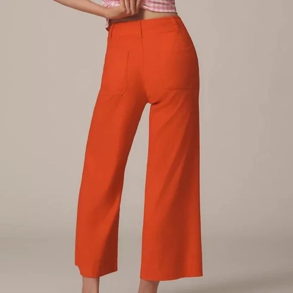 EUC Anthropologie Maeve High Waist Wide Leg Crop Pant, Size 26, Orange - Picture 4 of 12